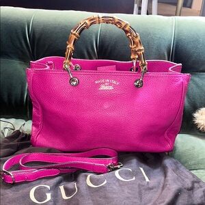 Auth GUCCI Bamboo CROSSBODY Handbag Satchel Purse Tote PRISTINE!